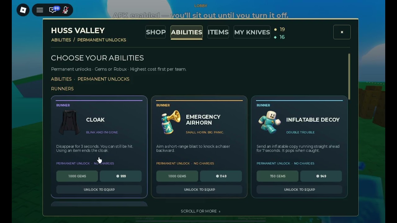 Huss Valley gameplay: How to Get and Equip Abilites in Huss Valley Roblox