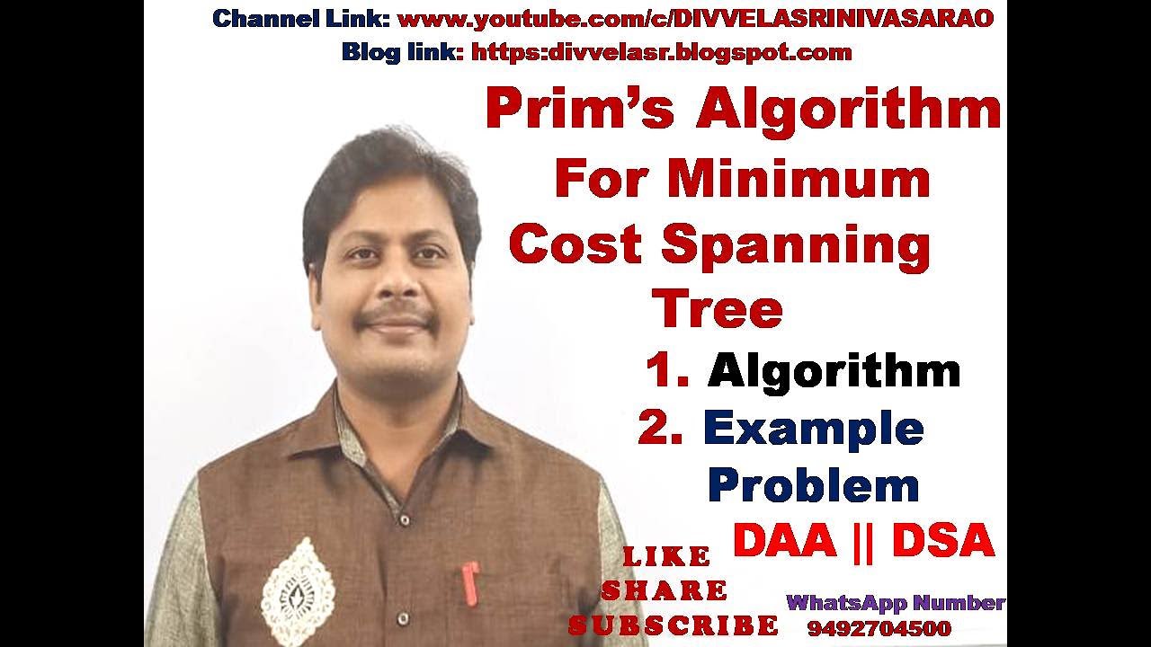 Prim's algorithm for Minimum Spanning Tree || Minimum Cost Spanning ...