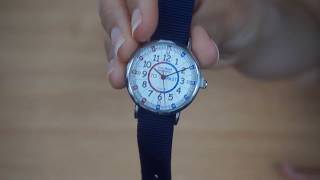 EasyRead Time Teacher Red & Blue 'Past & To' Watch - Navy Blue Strap