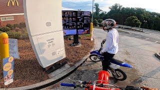 Riding Dirtbikes In Mcdonalds Drive-Thru Ice Cream Machine Works