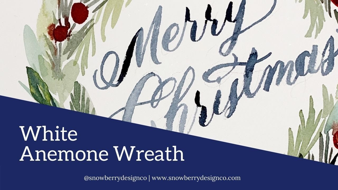 How to Paint a White Watercolor Flower Christmas Wreath - YouTube