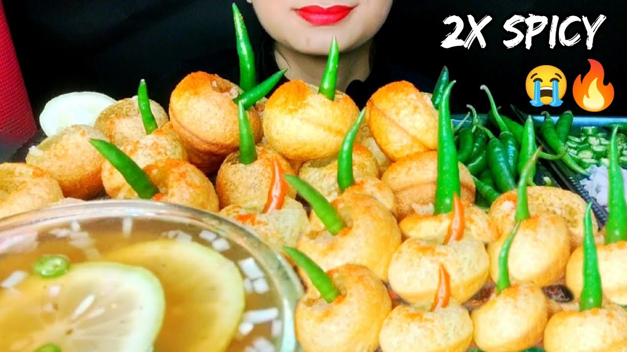 ASMR:Eating spicy Pani Puri,golgappa,fuska pani Puri lovers best eating video #mukbang​🥵
