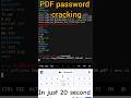 PDF password 🔑 cracked /😈😈 #ethicalhacking #cybersecurity #hacker #kalilinuxtool #anime #kalilinux