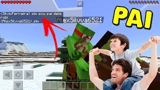 INVADI O MUNDO DO INSCRITO E O PAI DELE JOGOU COM A GENTE !! - MINECRAFT POCKET EDITION