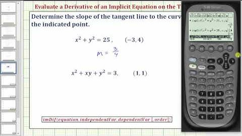 Evaluate a Derivative of an Implicit Equation on the TI-89