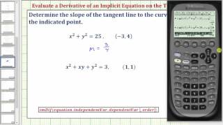 Evaluate a Derivative of an Implicit Equation on the TI-89
