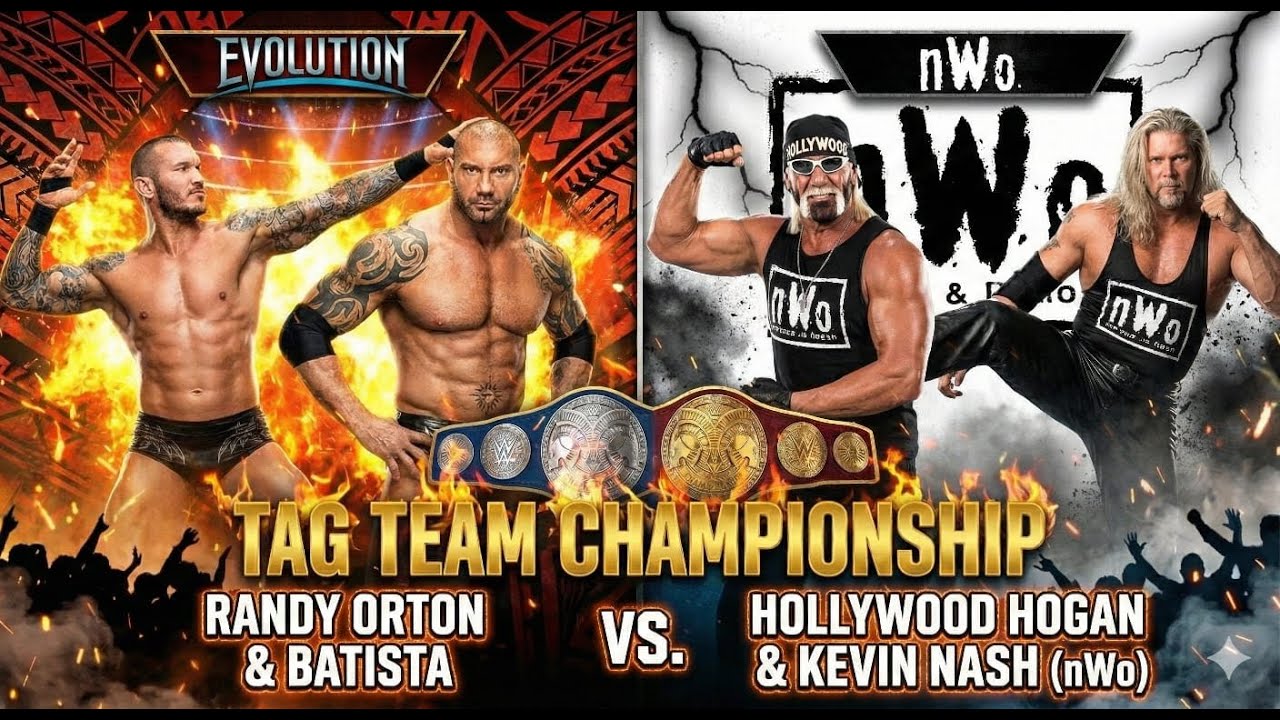 BATISTA/RANDY ORTON (EVOLUTION) V/S KEVIN NASH/HOLLYWOOD HOGAN (NWO)