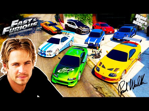 GTA 5 - Stealing Fast And Furious All 'Brian O'Conner'  Cars with Franklin! (Real Life Cars #136)