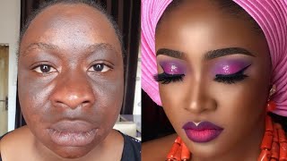 Must Watch 👆🏼 Unbelievable 😍Bridal Makeup And Gele Transformation | Makeup Tutorial💄