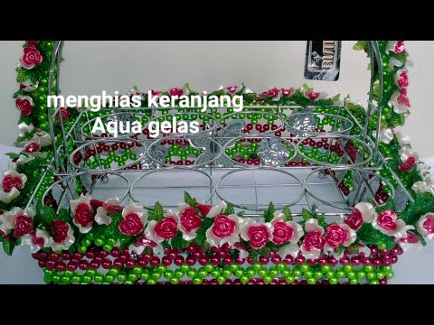 DIY Hiasan Keranjang Aqua dari manik-manik | keranjang minuman lebaran