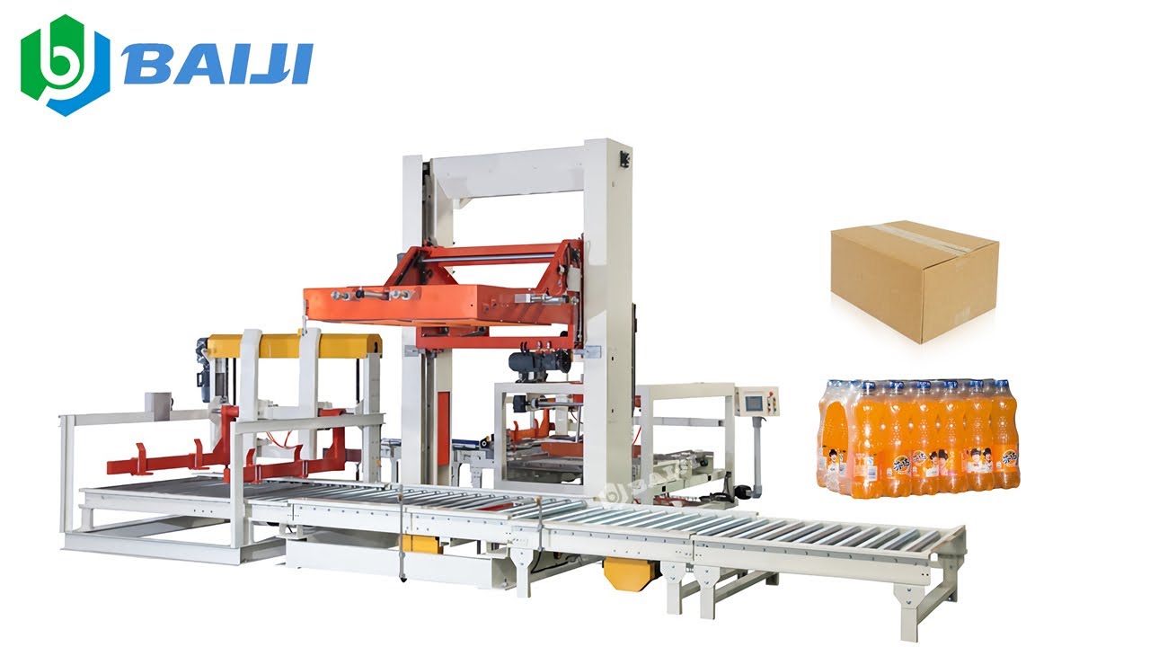 Automatic low level plastic bottle carton box robot palletizer stacking ...