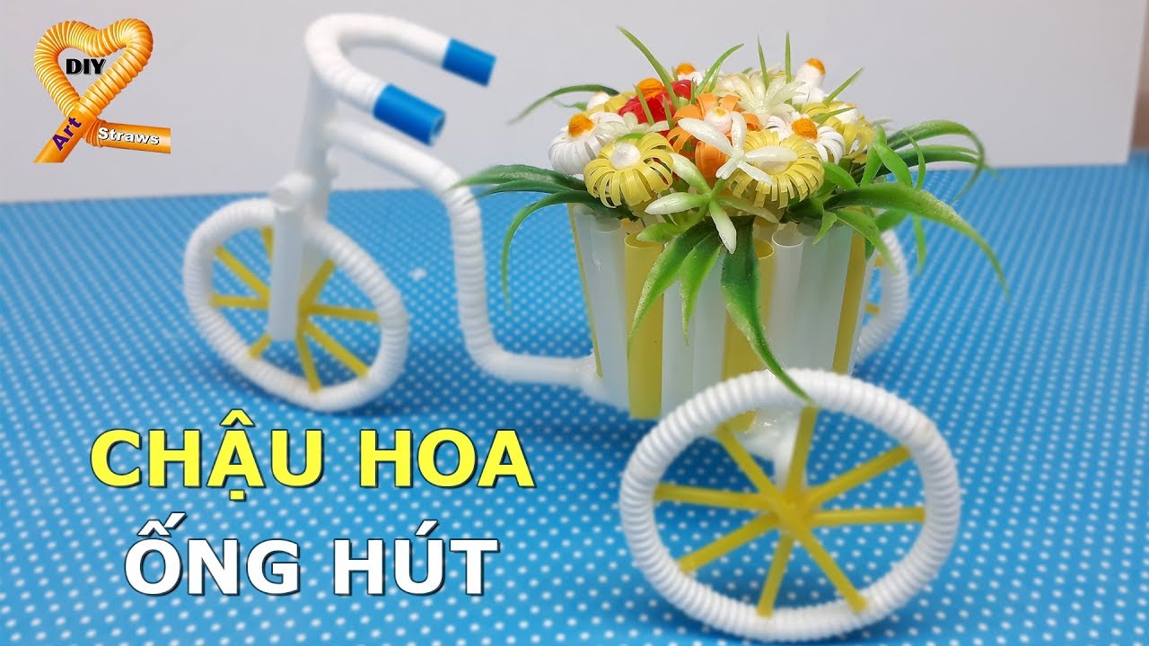 Hướng dẫn làm chậu hoa để sau xe đạp chở hoa Ống Hút đơn giản (Phần 2)