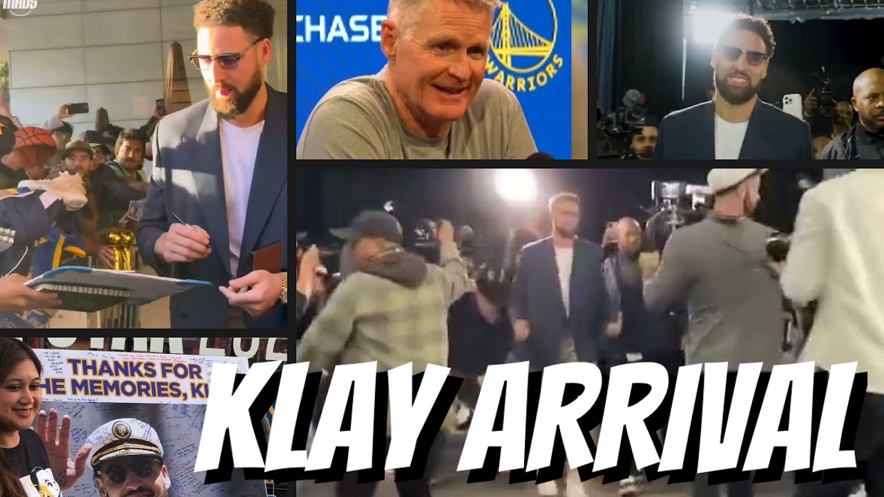 Klay arrives to captains hat-wearing 400 employees of Chase Center; Kerr pregame on Thompson