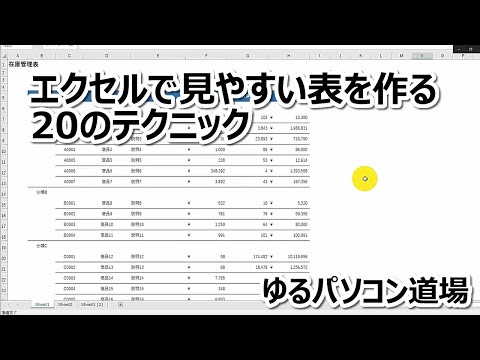 エクセルで見やすい表を作る20のテクニック（エクセル表の便利活用06）【ゆるパソコン道場】