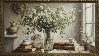 TV Art | Rustic Table with Flower Vase & Books 📚🌸 | Framed Artwork (Loop) screenshot 2