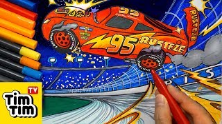 How to draw CARS 3 LIGHTNING McQUEEN CRASH SCENE | Easy step-by-step for kids | Art colors