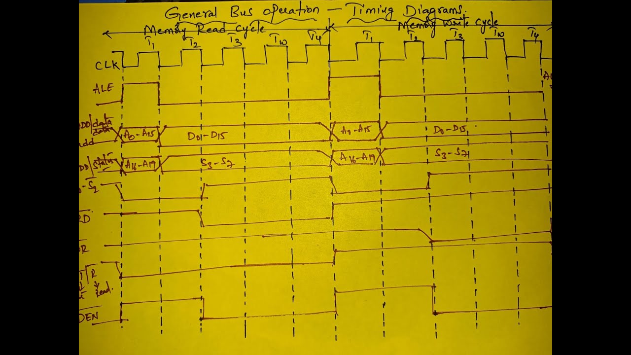 8086 General Bus Operation Timing Diagram | Memory Read & Write Cycle.