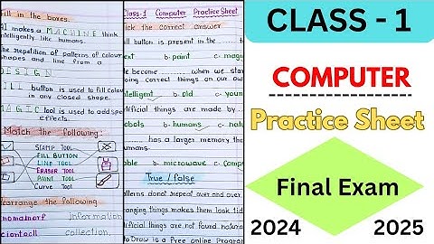 Class 1 Computer Practice Sheet For Final Exam || Computer Worksheet For 1st Class