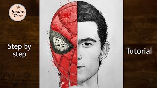 How to draw Spiderman - Drawing Tom Holland Step by step | Spiderman Brand New Day | YouCanDraw Guide