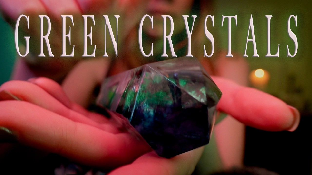 Green Gems & Minerals | Tapping & Scratching for Background ASMR | Almost No Talking