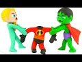 SUPERHERO BABIES WANT TO WEAR THE INCREDIBLES SUIT ❤ SUPERHERO PLAY DOH CARTOONS FOR KIDS