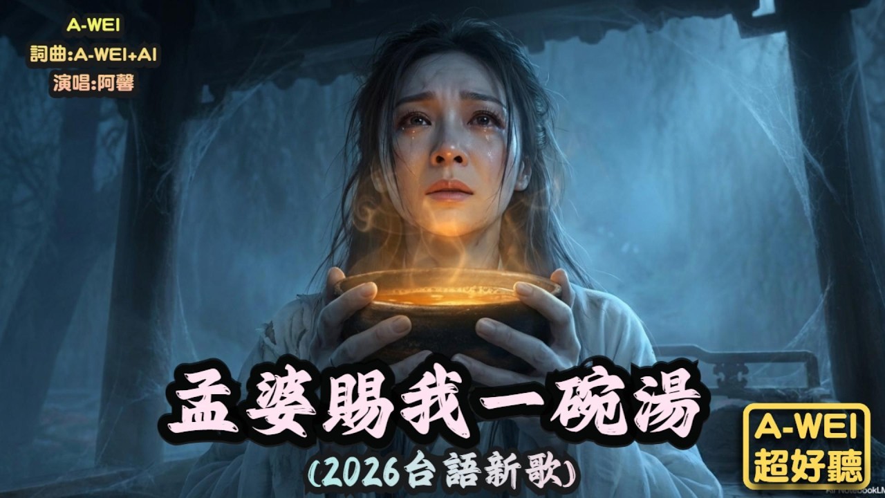 [#台語]《孟婆賜我一碗湯》🥀奈何橋上的最後回眸唯美古風 MV｜來世相逢，當作嘸捌的人... #Nice song |A-WEI #Music#原創#MV(260221) | #ai #台語#閩南語