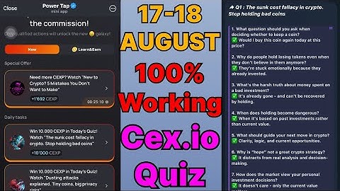Cex.IO Quiz Answers Today 17 & 18 August | Cex.io Daily Quiz | Cex io daily combo | Cex.io daily 