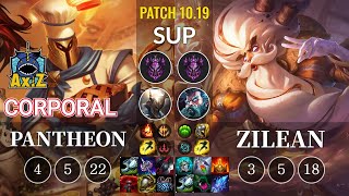 AXIZ Corporal Pantheon vs Zilean Sup - KR Patch 10.19