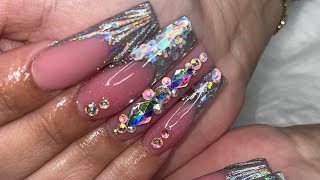 Watch me work | Holographic nails | #acrylicnails #blingnails #holographicnails #NAILS