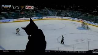 Cat watching Bruins game