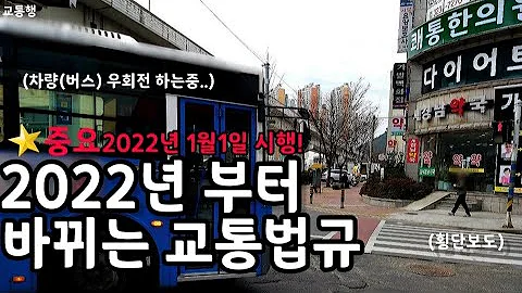 [교통]2022년 첫날부터 바뀌는 도로 횡단보도 우회전 교통법규! 어기면 과태료와 벌점 폭탄!!