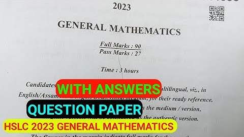 Metric (HSLC) 2023 General Mathematics Question Paper with answers. HSLC question paper 2023