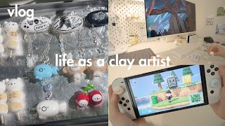 studio vlog 🧸 running a small art business, life as a clay artist, game vlog