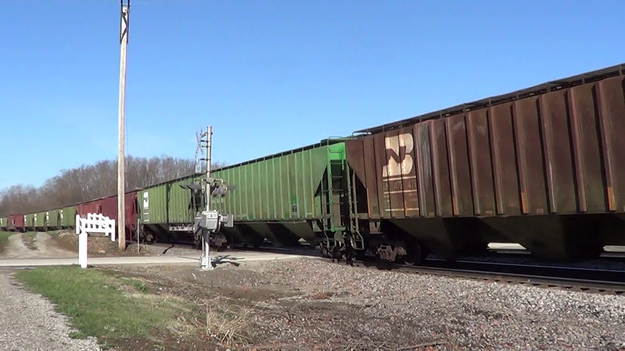 BNSF Covered Hopper Train with Many BN Cars YouTube