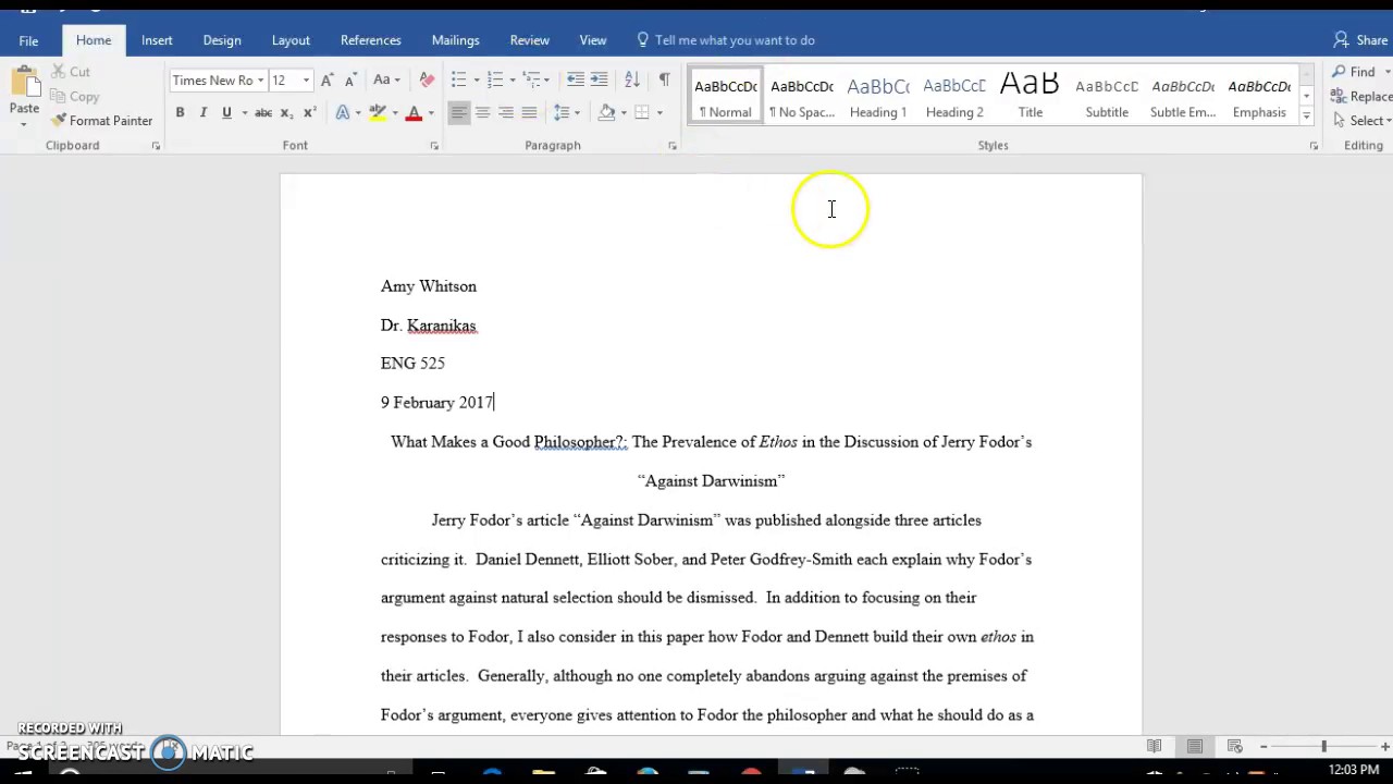 long essay on ms word