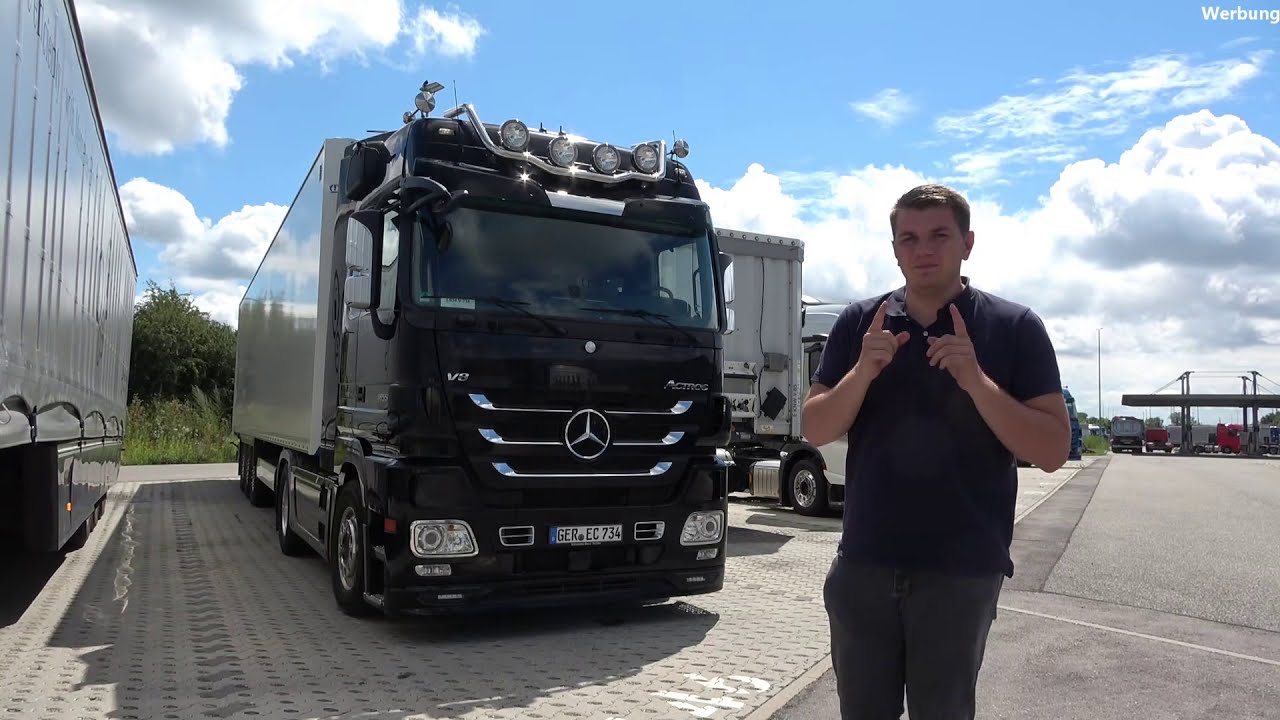 Probefahrt im Actros 3 1855 V8(was ein Klang) und im Actros 5 1863