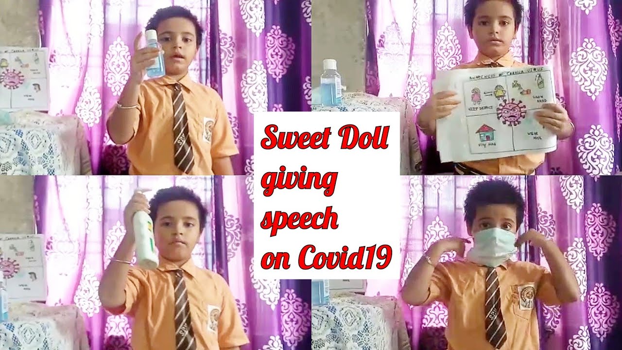 Sweet DOLL giving speech on Corona Virus when she was in class 1