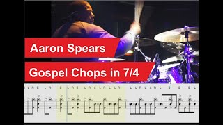 Aaron Spears - Gospel Chops in 7/4 | Drum transcription (PDF)