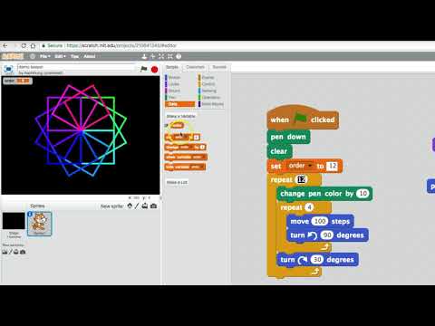 4. Adding colours and variables (Creating Rotational Symmetry Patterns with Scratch)