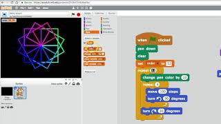 4. Adding colours and variables (Creating Rotational Symmetry Patterns with Scratch)