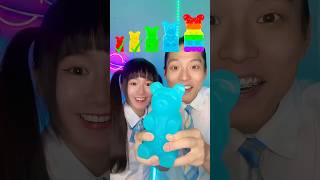 Giant Rainbow Gummy Bear Challenge Asmremoji Mukbang