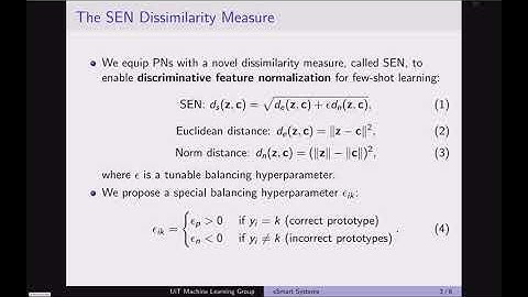 SEN: A Novel Dissimilarity Measure for Prototypical Few Shot Learning Networks