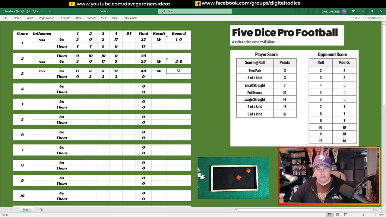 Five Dice Pro Football
