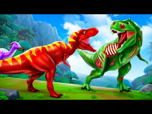 Zombie T-Rex Alert: Super Dinosaur Fights Zombie Trex to Save Dinosaurs! Jurassic World Cartoons class=