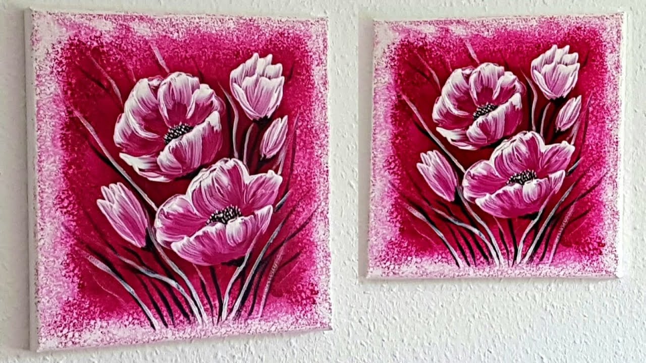 Blumen Malen Acryl Rot Leicht Fur Anfanger Easy Flowers Acrylic Painting Red For Beginners Youtube