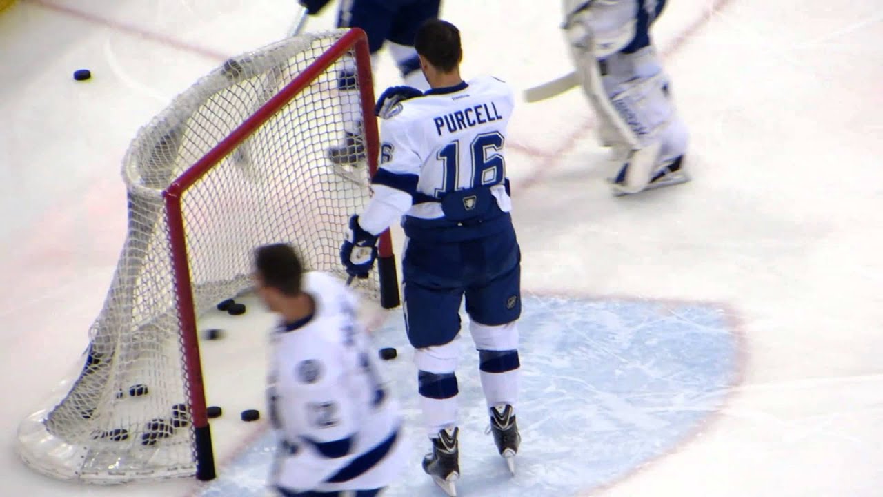 Teddy Purcell during pre-game warm-up at the Lightning @ Senators hockey game