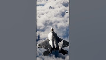 Thumbnail of F-22 creeps up on a pair of Russian Su-33 jets.  #f22 #sukhoi #usa #russia #shorts #edit #reels #fyp
