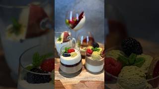 Panna Cotta Ideas! 3 flavors: original, coffee and raspberry with pistachio butter! #food #shorts