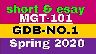 Mgt 101 Gdb Solution Spring 2020 Learn With Zaheer Ul Islam