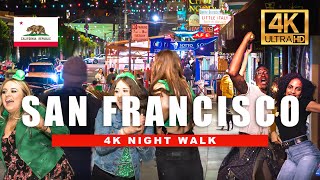 San Francisco, California Walking Tour - North Beach Night Walk | 4K HDR 60fps